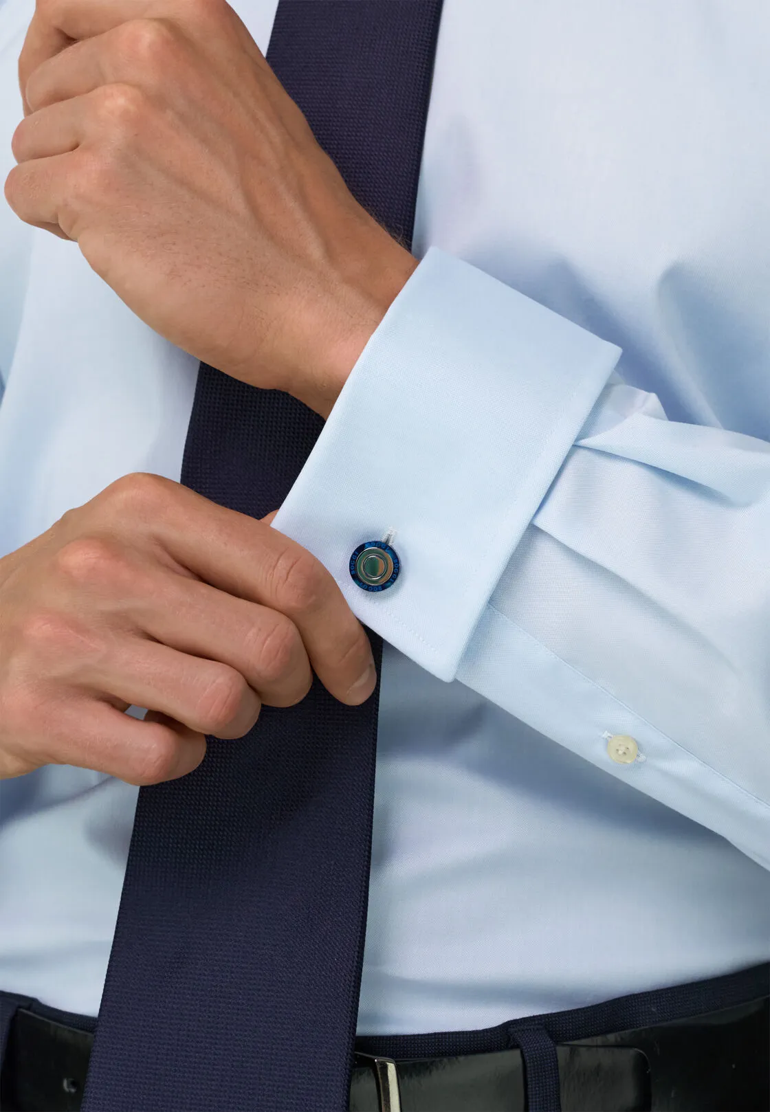 Boggi, Camicia In Pin Point Di Cotone Slim Fit, Uomo, Azzurro, Taglia: 45 - immagine 4