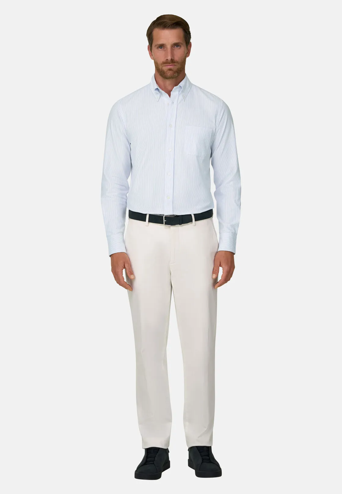Boggi, Camicia A Righe In Oxford Di Cotone Regular Fit Regular., Uomo, Azzurro, Taglia: L - immagine 2