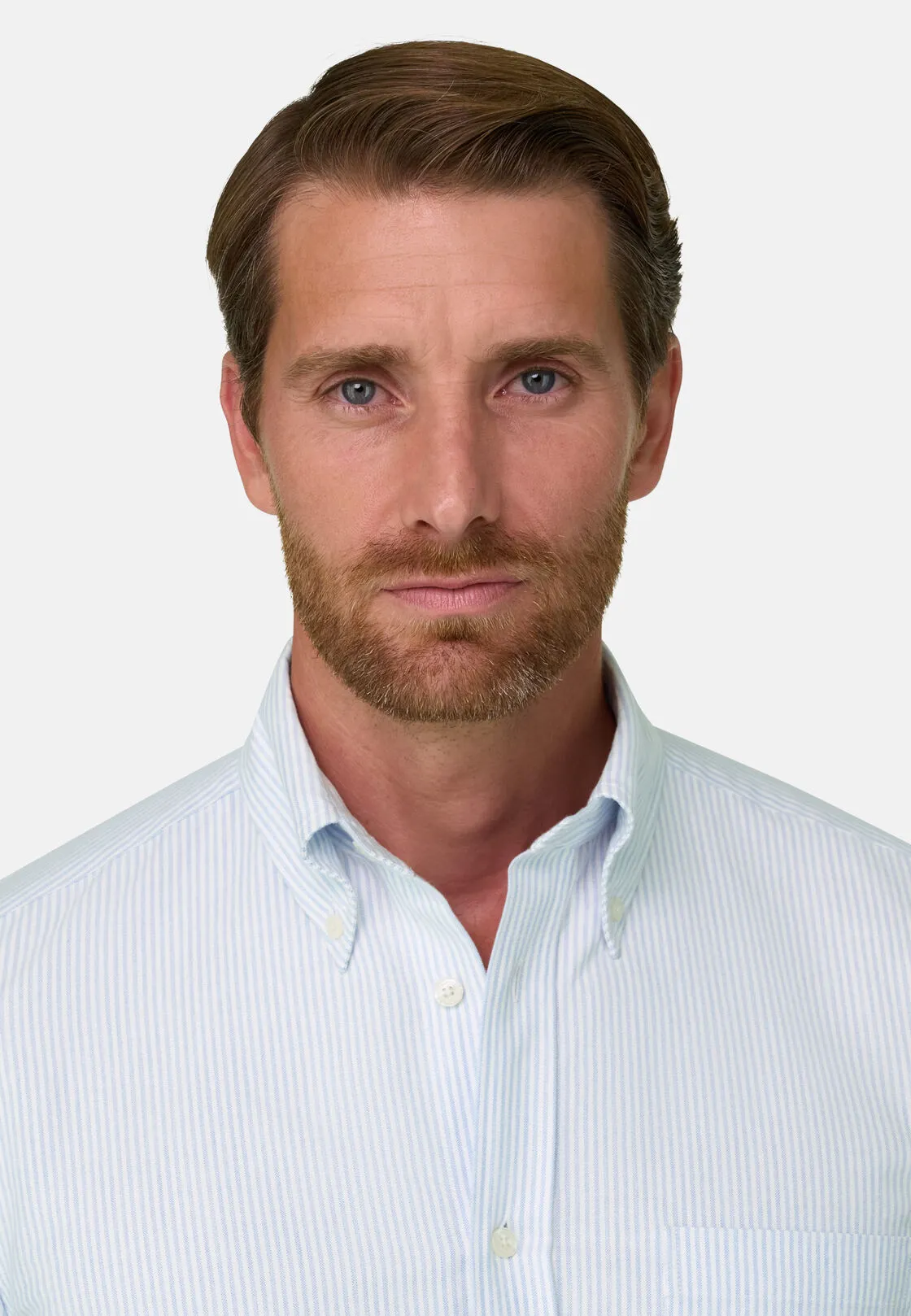 Boggi, Camicia A Righe In Oxford Di Cotone Regular Fit Regular., Uomo, Azzurro, Taglia: S - immagine 3