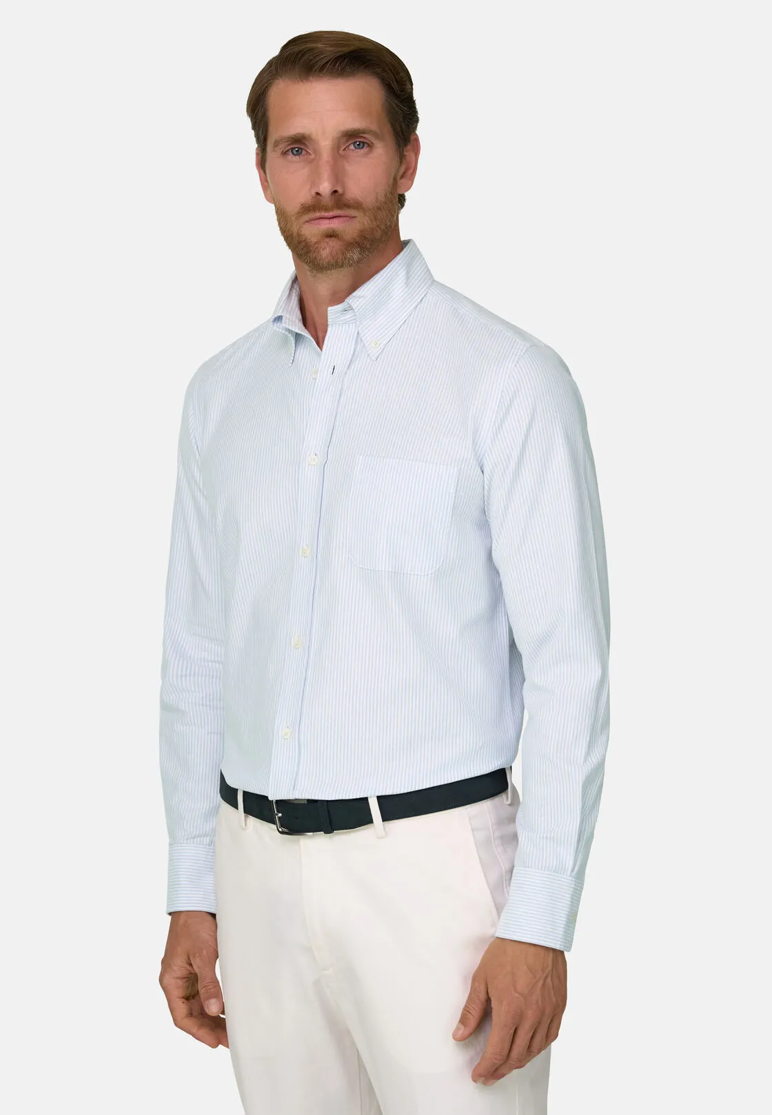 Boggi, Camicia A Righe In Oxford Di Cotone Regular Fit Regular., Uomo, Azzurro, Taglia: XL - immagine 1