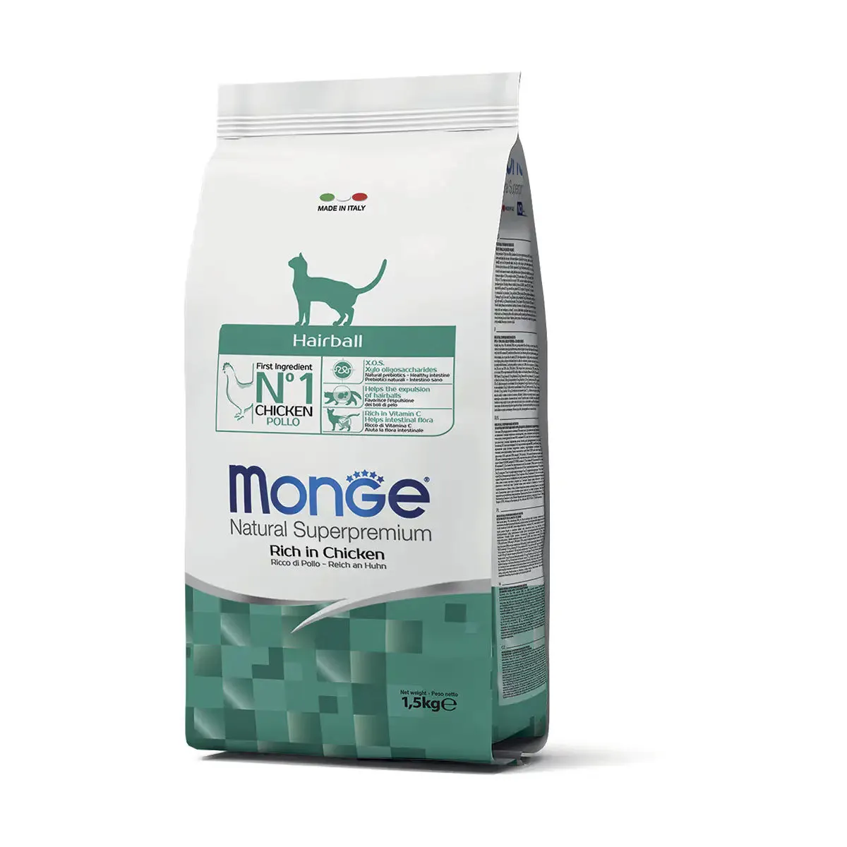 Monge Natural Superpremium Hairball Ricco in Pollo 1,5 kg - Croccantini per gatti - immagine 1