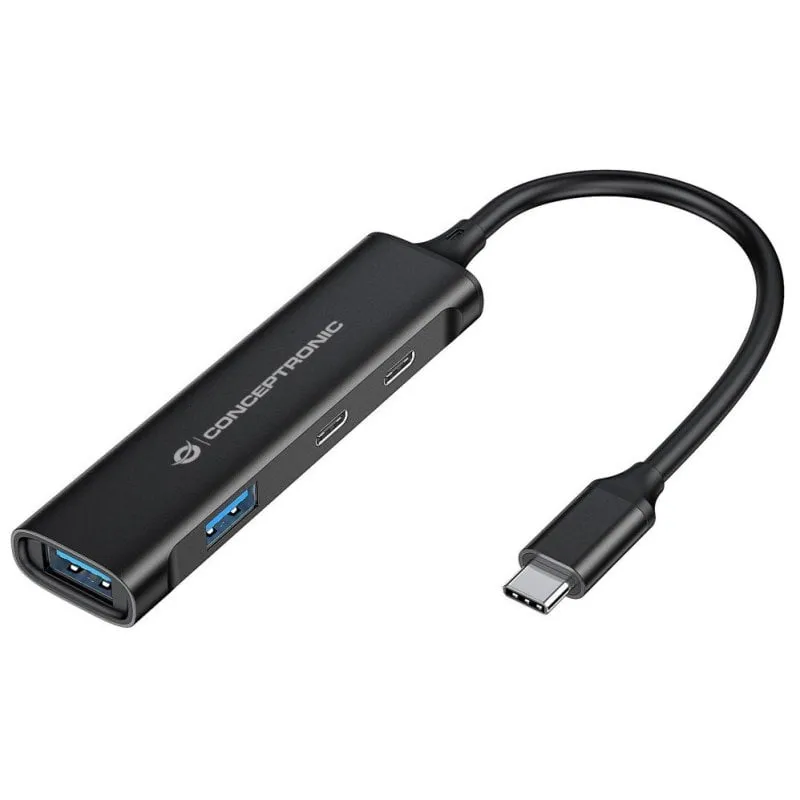 Hub USB 3.0 Conceptronic USB-C/USB-A Alluminio - immagine 1
