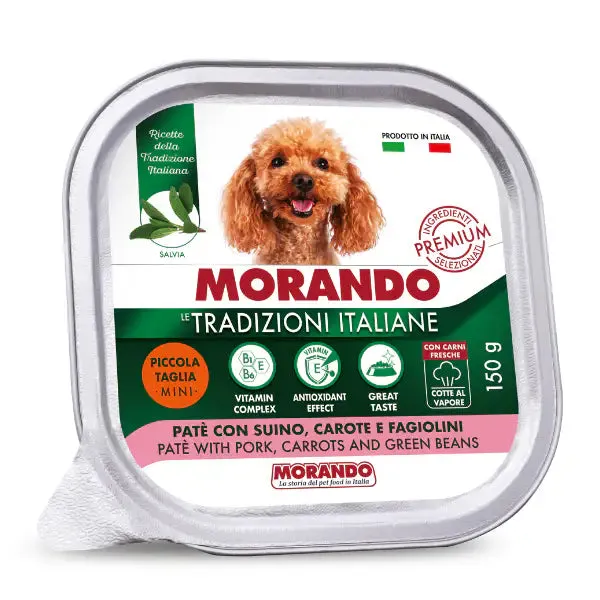Morando Tradizioni Italiane Dog Adult Mini Patè 150 gr Maiale e carote - confezione da 22 pezzi - Cibo umido per cani - immagine 1