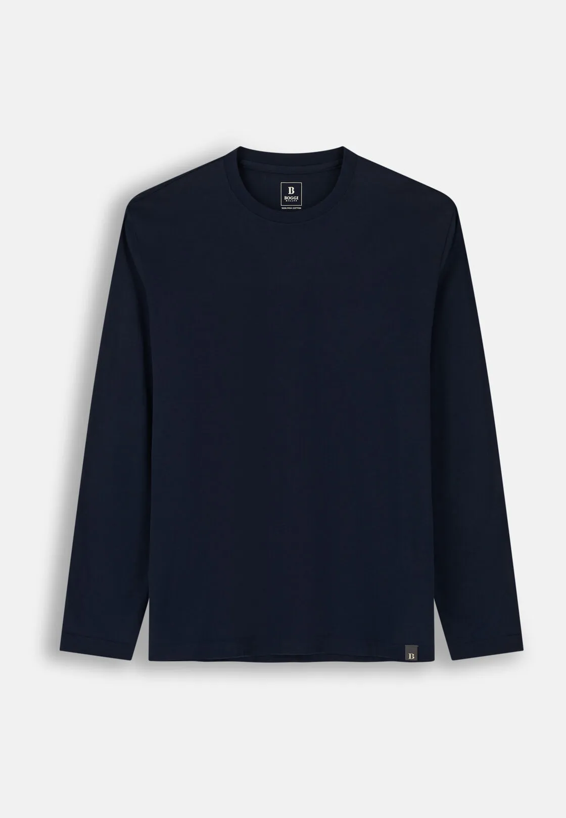 Boggi, T-shirt In Jersey Di Cotone Pima Maniche Lunghe, Uomo, Navy, Taglia: L - immagine 5
