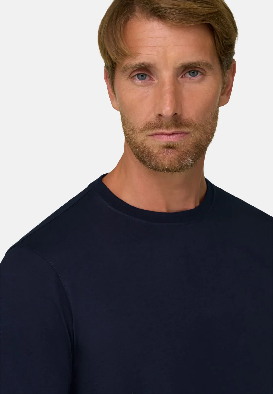 Boggi, T-shirt In Jersey Di Cotone Pima Maniche Lunghe, Uomo, Navy, Taglia: M - immagine 3