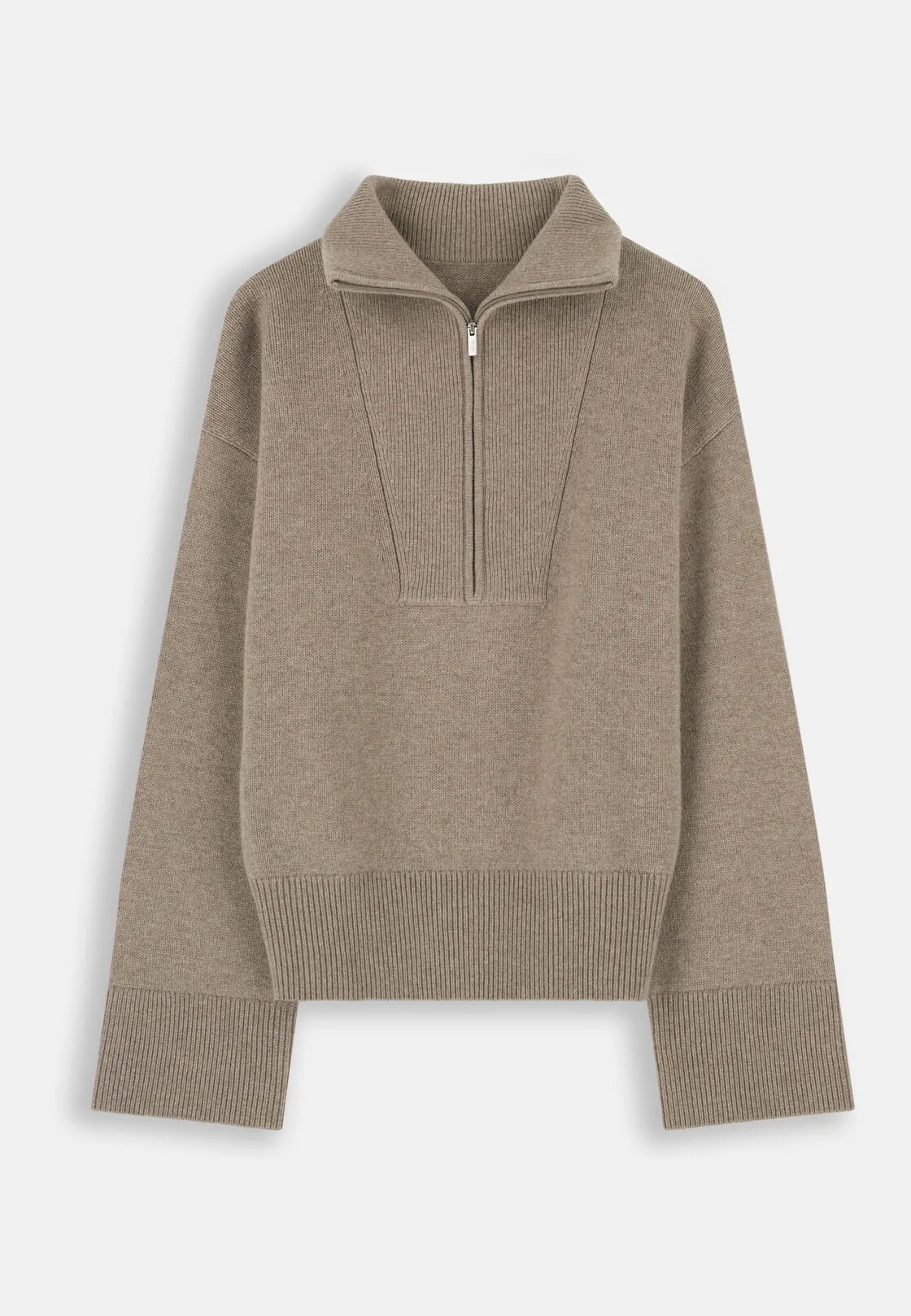 Boggi, Maglia Mezza Zip In Lana E Cashmere, Donna, Beige, Taglia: XS - immagine 5