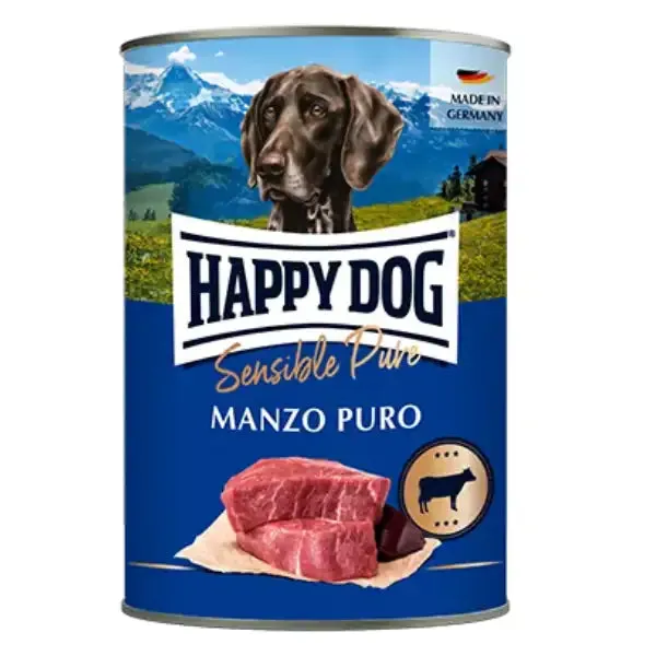 Happy Dog Sensible Pure Monoproteico Grain Free 400 gr Manzo - confezione da 6 pezzi - Umido monoproteico cane - immagine 1