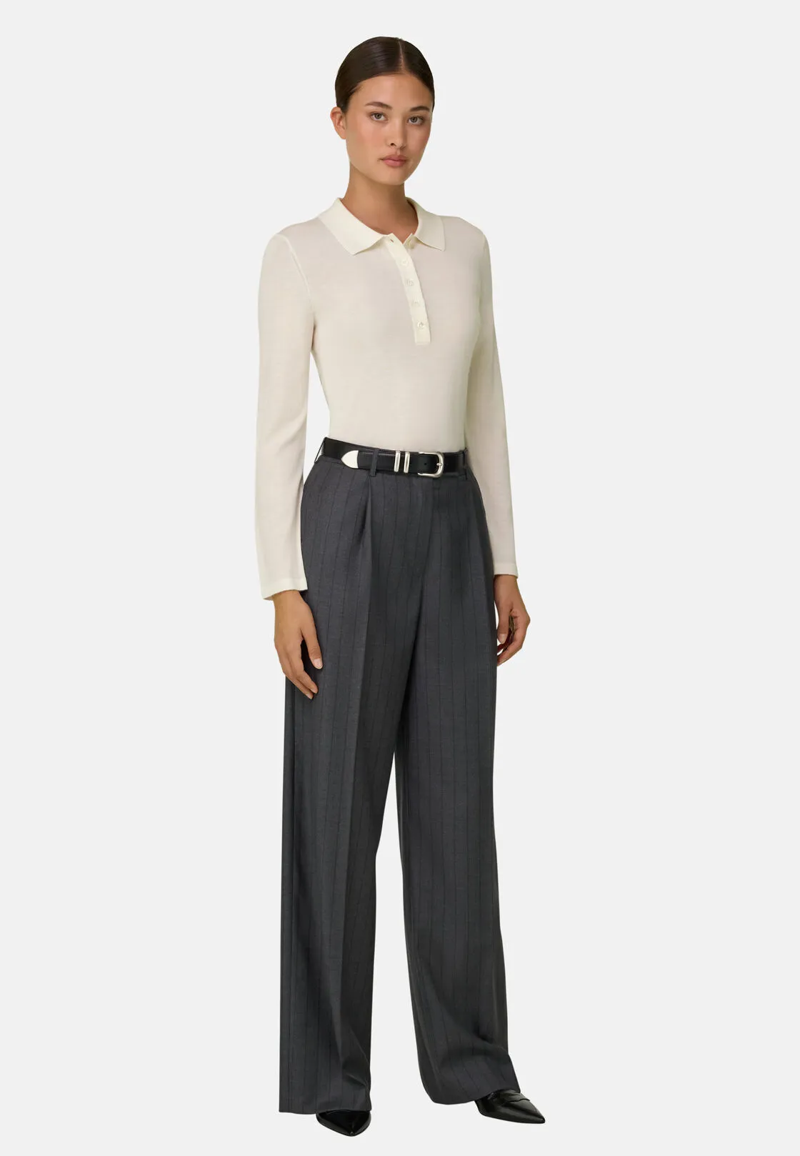 Boggi, Maglia Girocollo In Lana Merino Seta, Donna, Offwhite, Taglia: XS - immagine 2