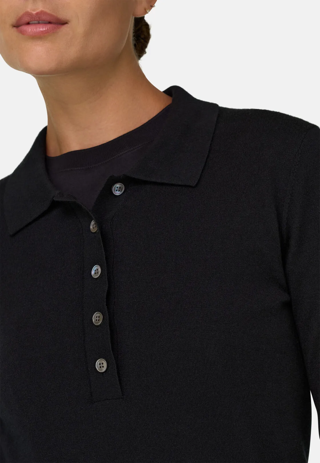 Boggi, Maglia Girocollo In Lana Merino Seta, Donna, Nero, Taglia: M - immagine 3