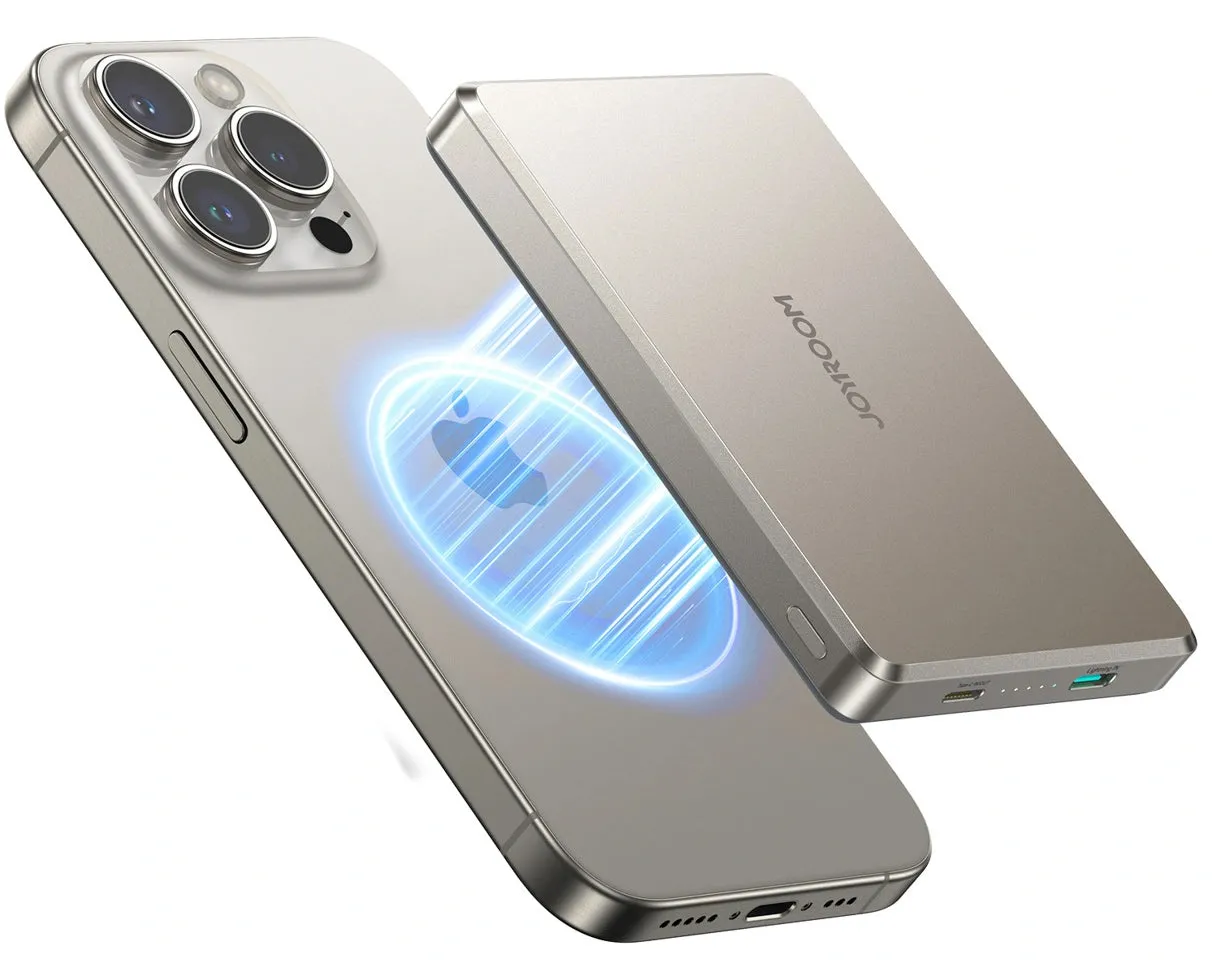 Batteria Esterna Wireless Joyroom JR-PBM08 Pro, 10000mAh, 22.5W, PD + FQI, 1 x QI - 2 x USB-C, Beige - immagine 1