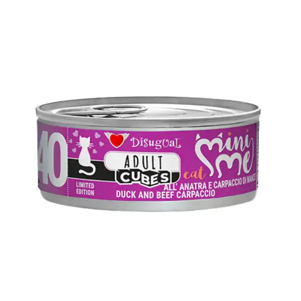 Disugual MiniMe Cat Adult Cubes 85 gr Anatra con cubetti di manzo - confezione da 12 pezzi - Cibo umido per gatti - immagine 1