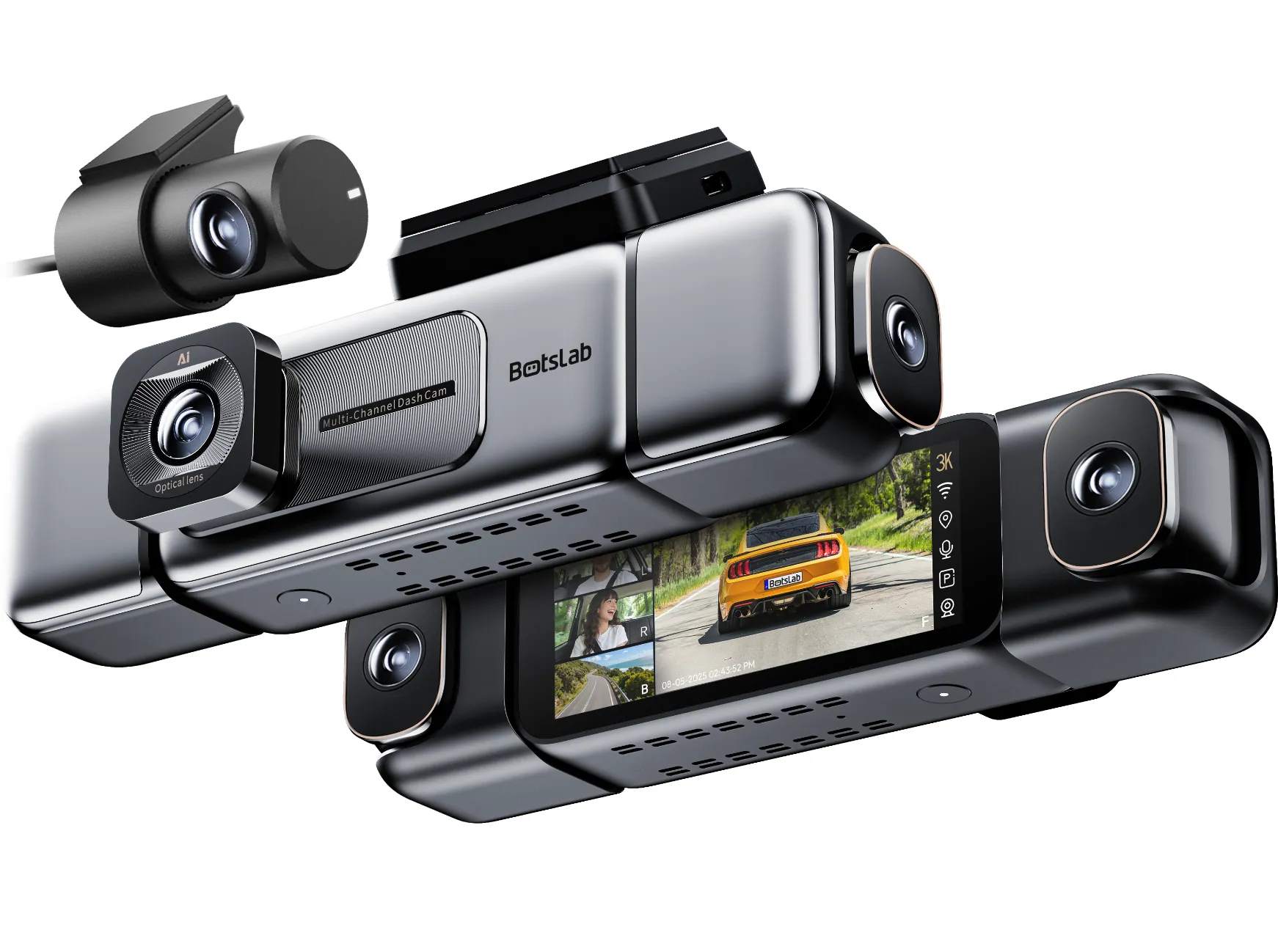 Camera Auto Anteriore e Posteriore Botslab G980H 4CH, 3K, Wi-Fi, GPS, Display 3.18 pollici - immagine 1