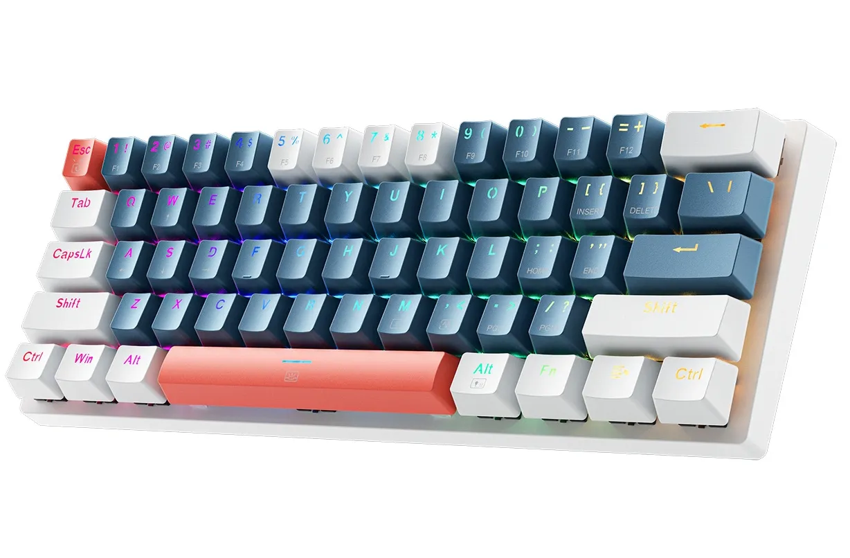 Tastiera Gaming Wired USB Machenike K500-B61 Meccanica, RGB, Retroilluminazione Blu, Blu Bianca - immagine 1