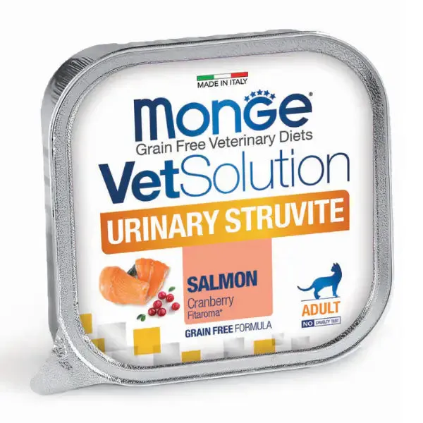 Monge VetSolution Feline Urinary Struvite Grain Free 100 gr Salmone - confezione da 6 pezzi - Dieta veterinaria per gatti - immagine 1