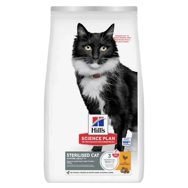 Hill's Science Plan Mature 7+ Adult Sterilised Alimento per gatti con Pollo 1,5 kg - Croccantini per gatti - immagine 1
