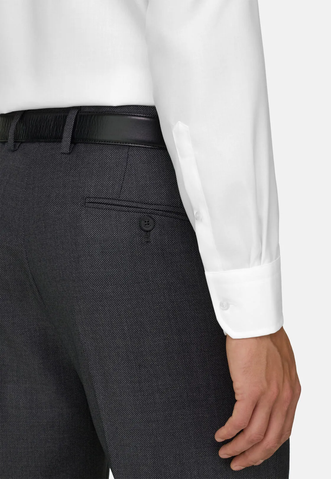 Boggi, Camicia In Twill Di Cotone Slim Fit, Uomo, Bianco, Taglia: 39 - immagine 4
