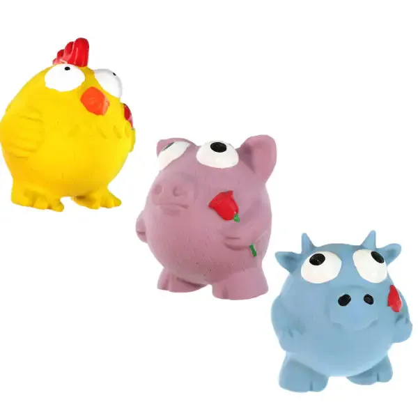 PetUp Joy gioco per cani con squeaker in lattice per denti e gengive Misura 7,5 cm Little Farm Soggetti assortiti - Giochi per cani - immagine 1