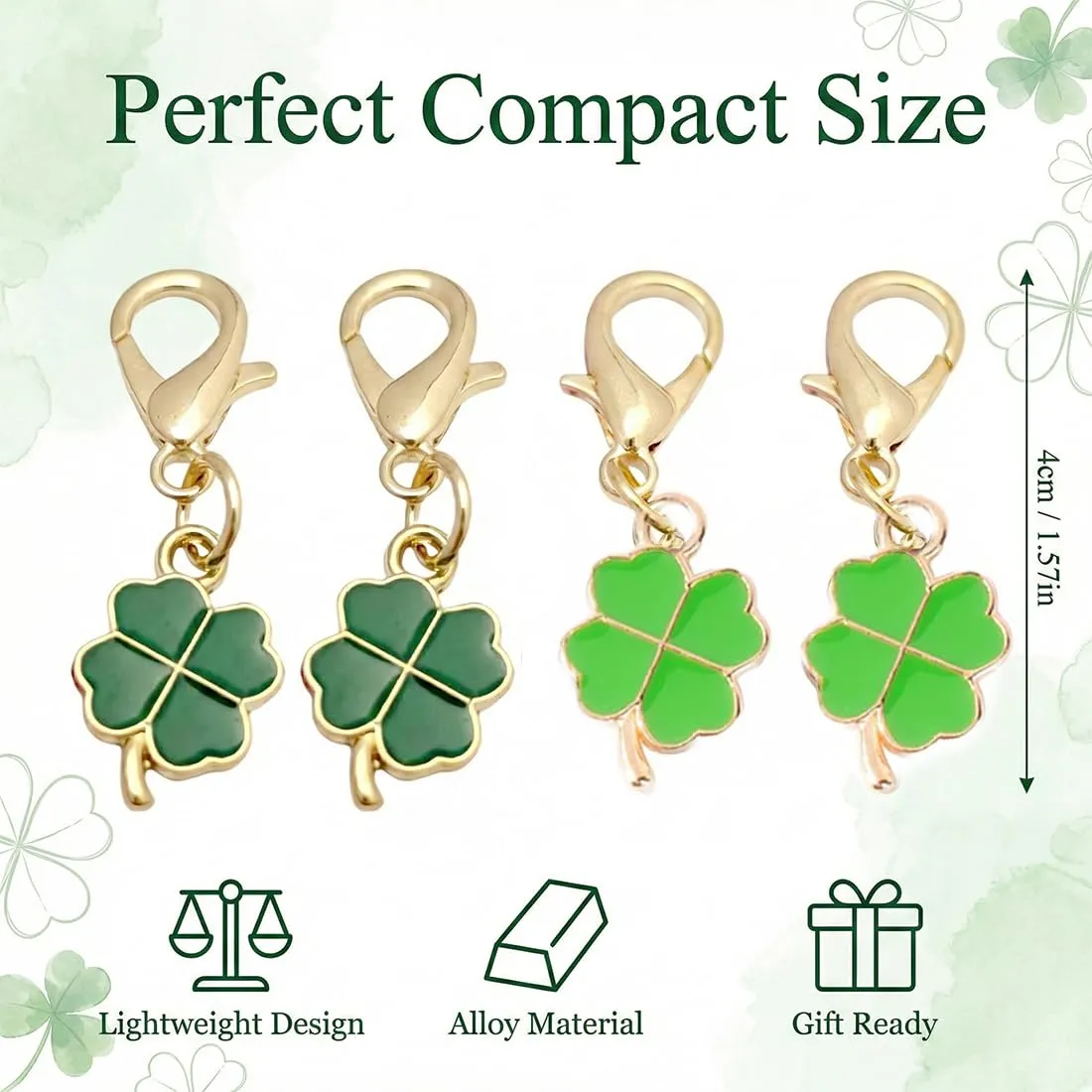 TEOZBLU 24 Pcs Ciondolo Portafortuna, Portachiavi Quadrifoglio, Portachiavi Bomboniera, Ciondoli Portafortuna In Metallo Pendenti Ornamenti, Accessori Per Creazione Di Gioielli Artigianato Fai Da Te - immagine 4
