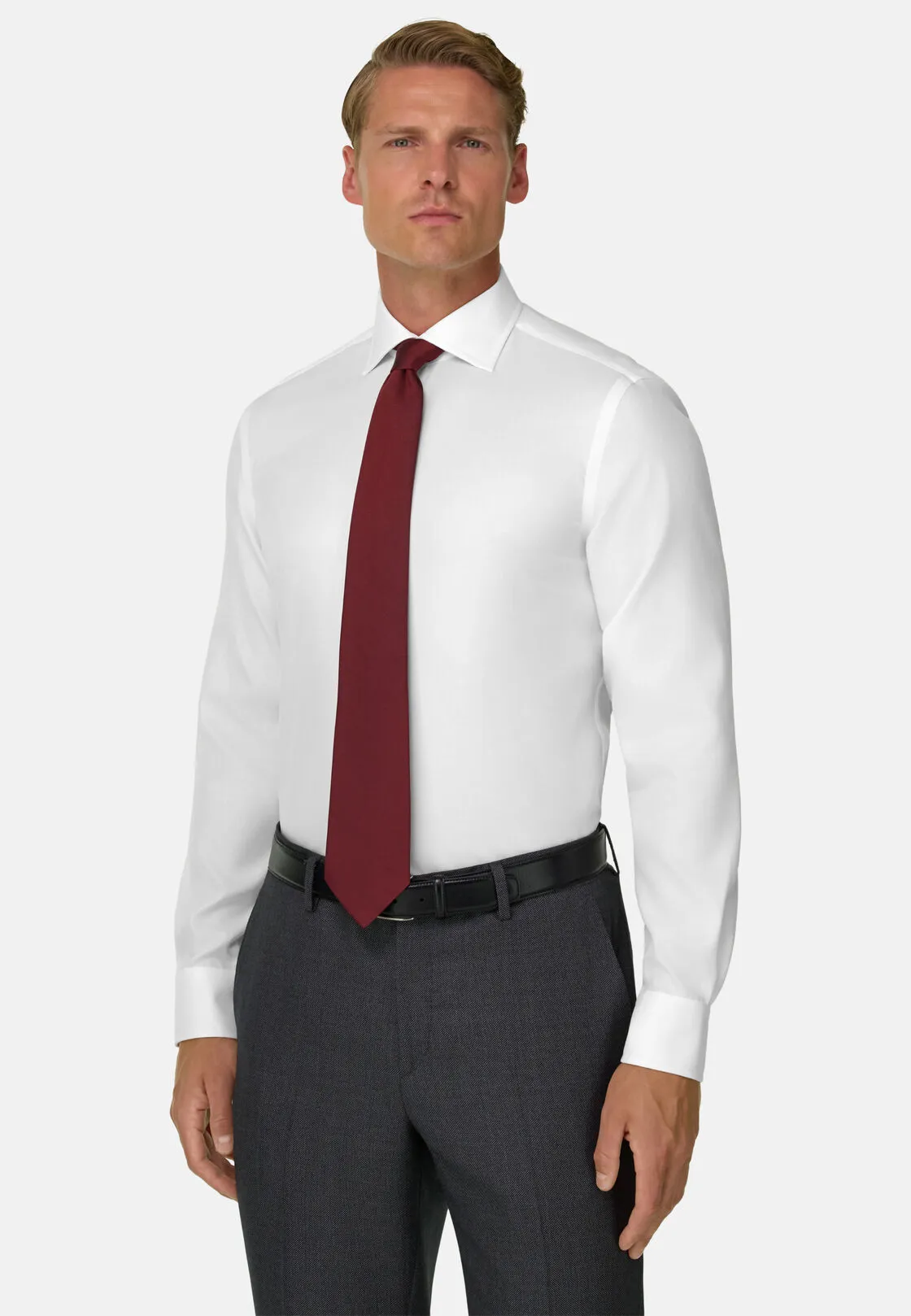 Boggi, Camicia In Twill Di Cotone Slim Fit, Uomo, Bianco, Taglia: 43 - immagine 1