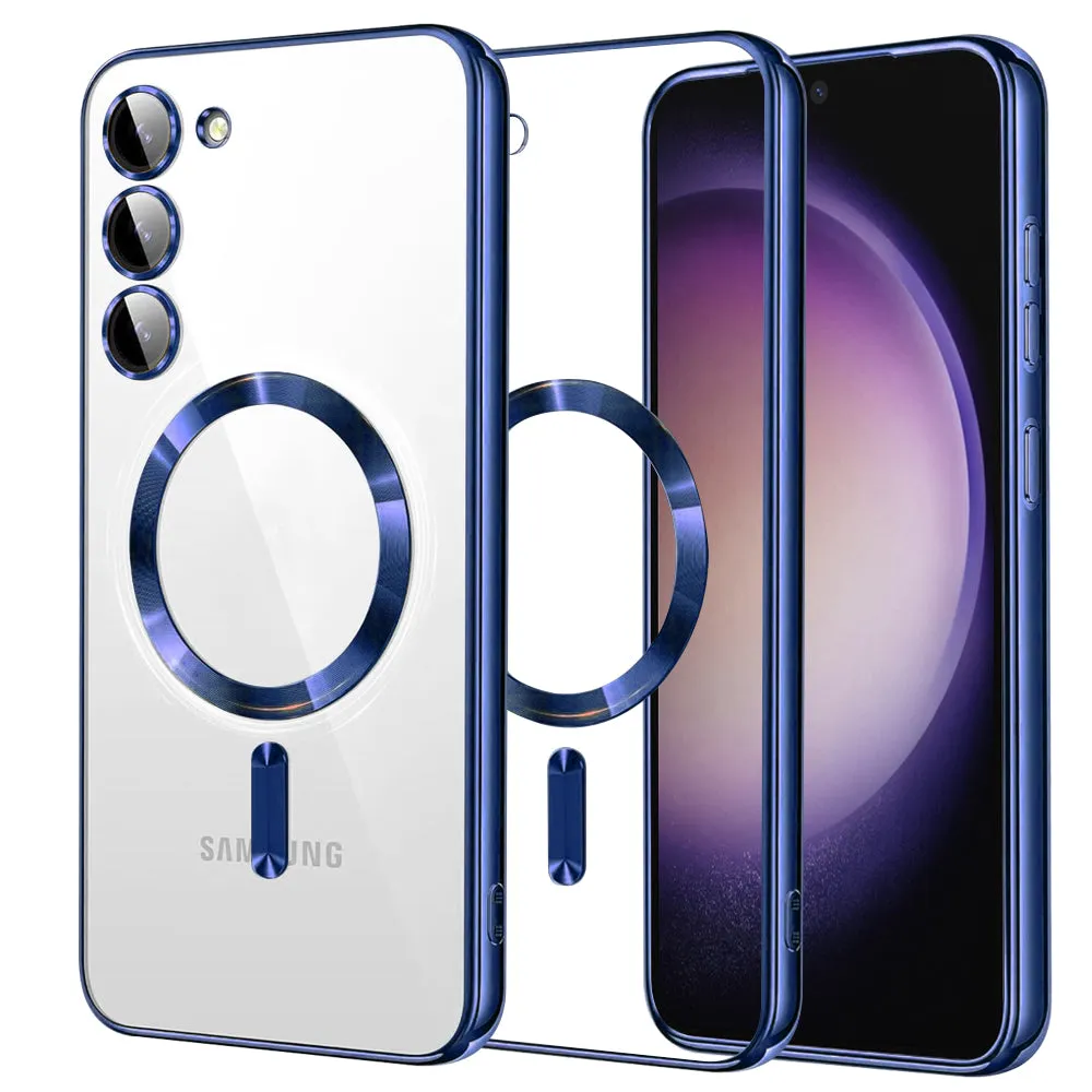 Custodia MagSafe per Samsung Galaxy S23 S911, Techsuit, Luxury Crystal, Blu Scuro - immagine 1