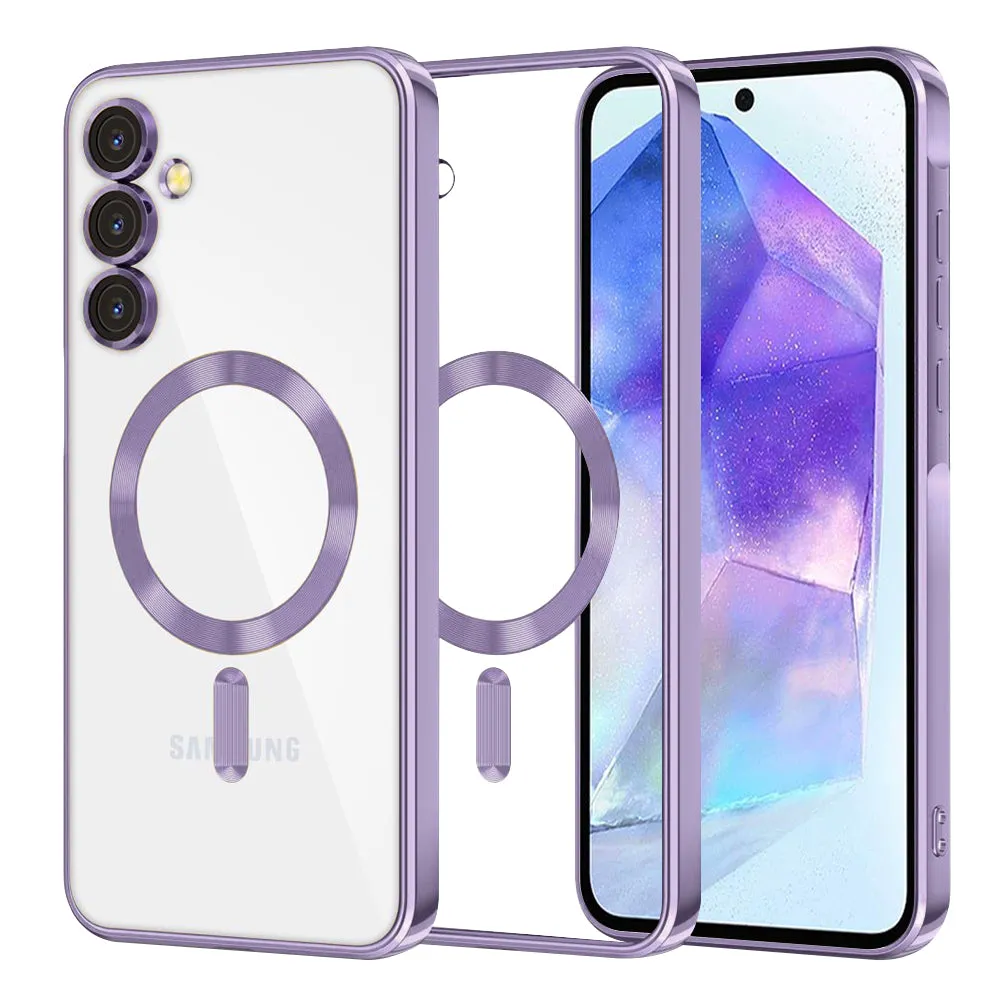 Custodia MagSafe per Samsung Galaxy A55 5G A556, Techsuit, Luxury Crystal, Viola Chiaro - immagine 1