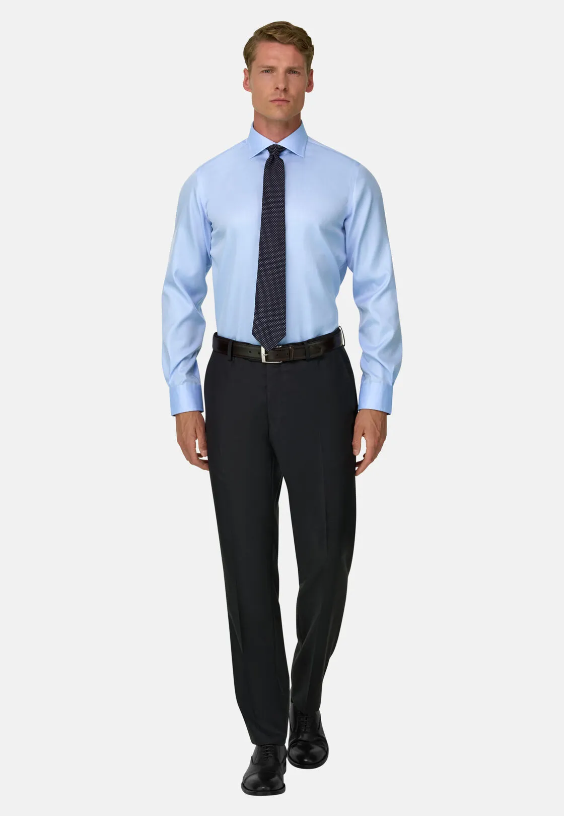 Boggi, Camicia In Twill Di Cotone Slim Fit, Uomo, Azzurro, Taglia: 41 - immagine 2