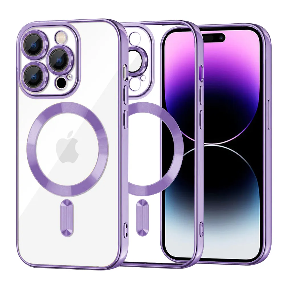 Custodia MagSafe per Apple iPhone 14 Pro Max, Techsuit, Luxury Crystal, Viola Chiaro - immagine 1