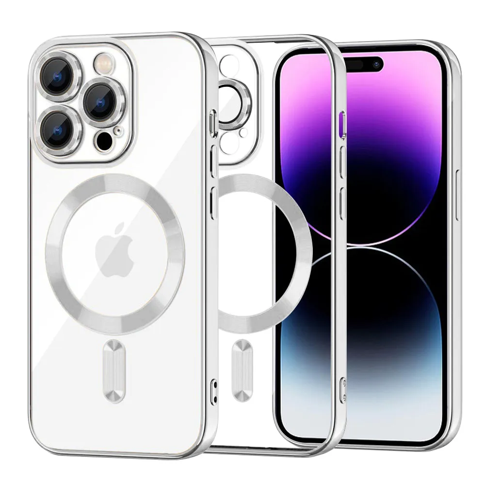 Custodia MagSafe per Apple iPhone 14 Pro Max, Techsuit, Luxury Crystal, Argento - immagine 1