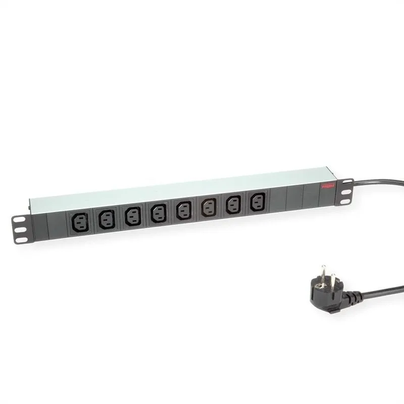 Multipresa Roline per armadi rack PDU da 19" con 8 prese C13 e cavo Schuko grigio da 2 m - immagine 1