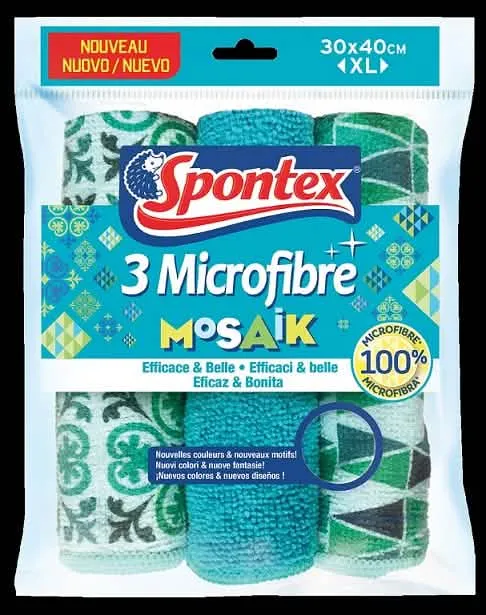 Panno Microfibra Mosaik Spontex - Set da 3 Pezzi per Pulizie Efficaci - immagine 1