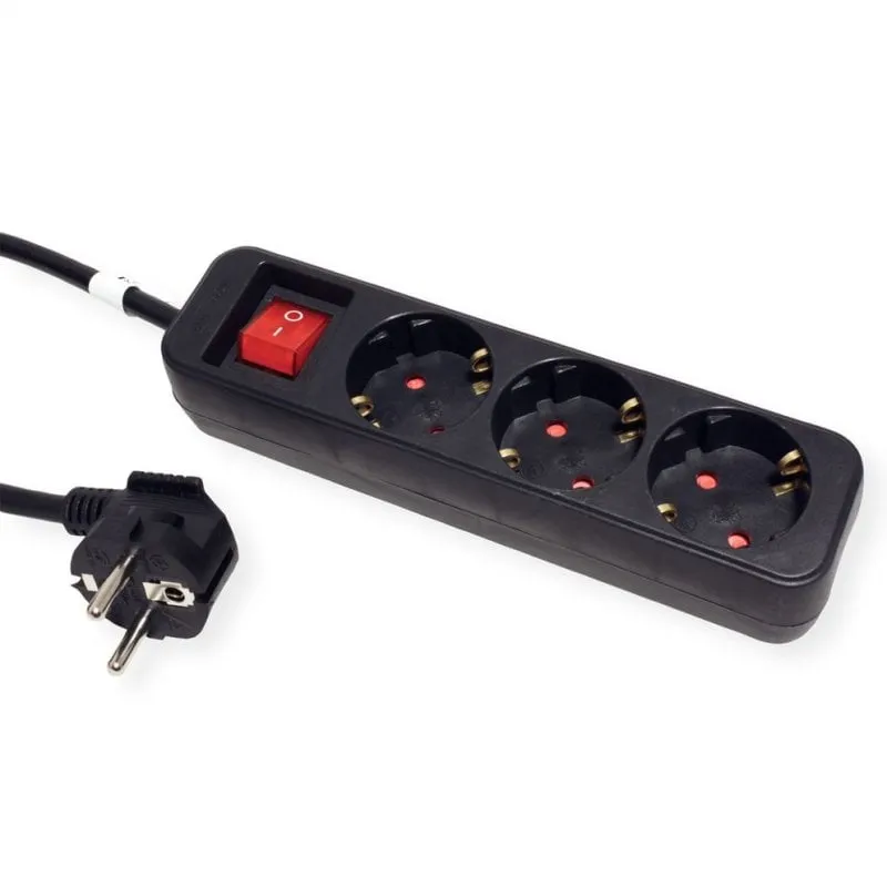 Roline Multipresa 3 prese con interruttore 10M Nero - immagine 1