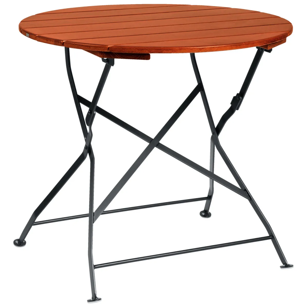 VEGA Tavolo da esterno Bavaria rotondo; 74x80 cm (HxØ); Piano tavolo castagna, struttura nero; rotonda - immagine 1