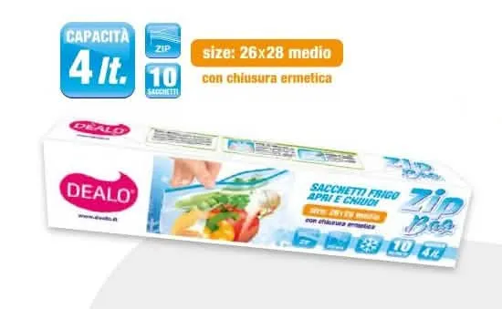 Sacchetti Frigo con Zip DEALO 26x28 cm - Confezione da 10 Pezzi - immagine 1