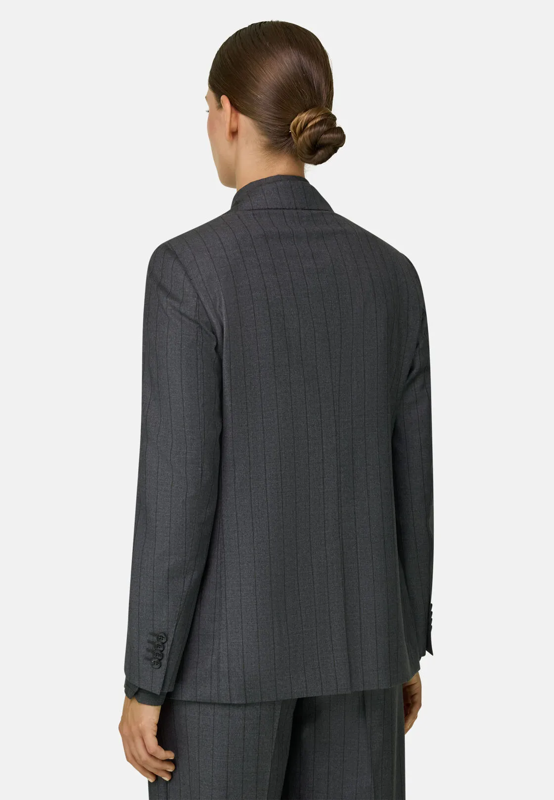 Boggi, Blazer Monopetto In Lana Gessato, Donna, Grigio, Taglia: XS - immagine 4