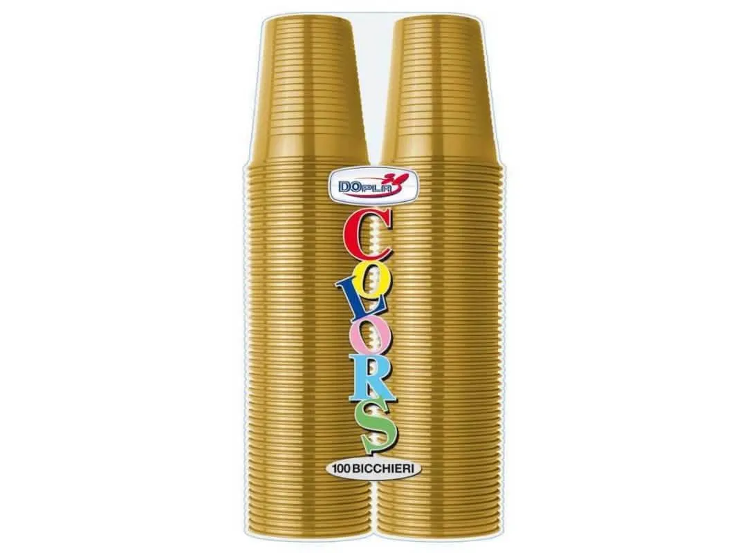 Bicchieri DOPLA Oro 200cc - Confezione da 100 Pz - immagine 1