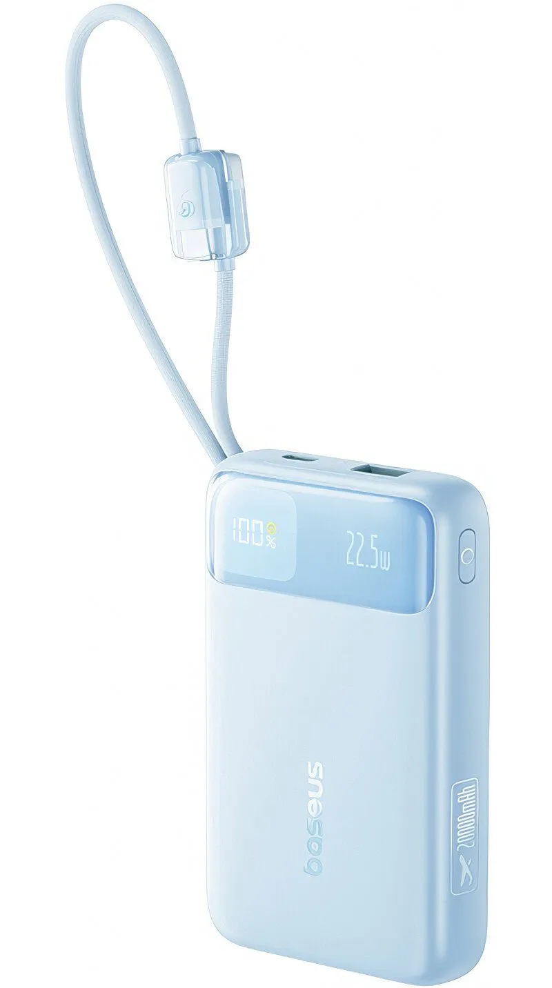Batteria Esterna Baseus EnerFill FC11, 20000mAh, 22.5W, QC + PD, 1 x Lightning - 1 x USB-A - 2 x USB-C, Blu E0027S06 - immagine 1