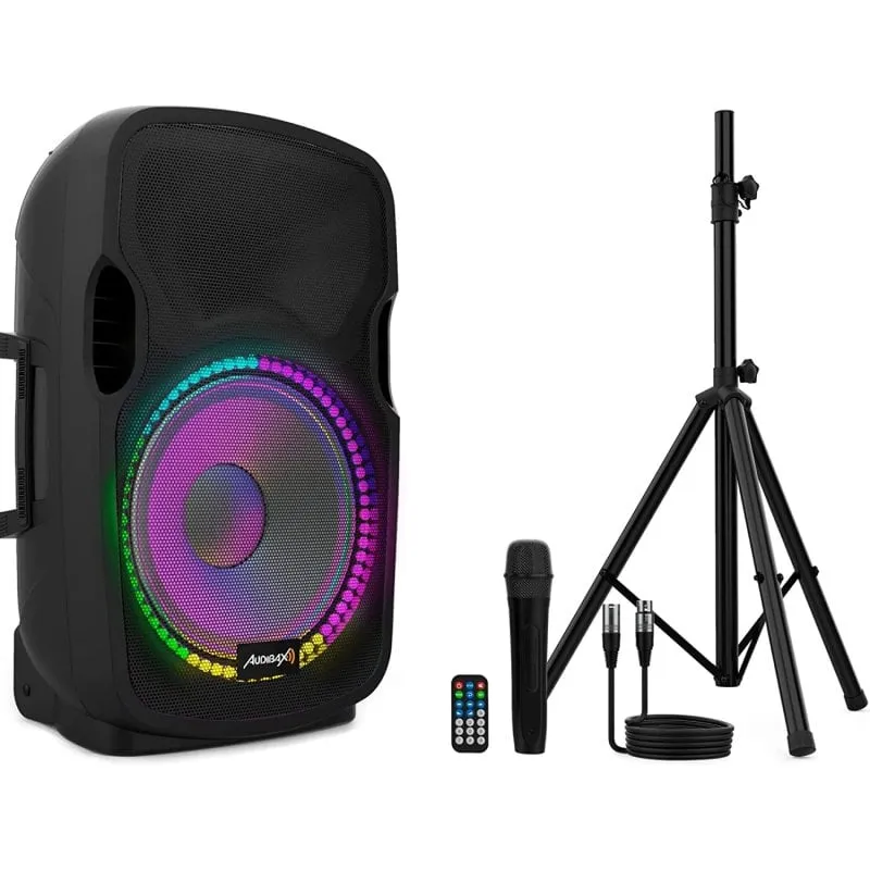 Altavoces Audibax Attivo Bluetooth 500W LED con microfono e supporto - immagine 1