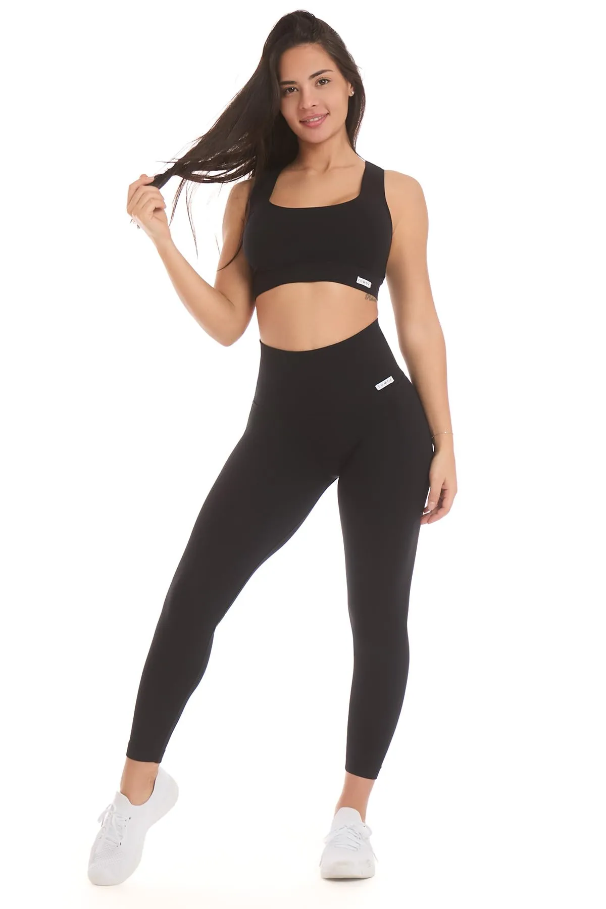 FGM04 Completo Onyx Sportivo Donna, Top e Leggings (Nero, XS-S) - immagine 1