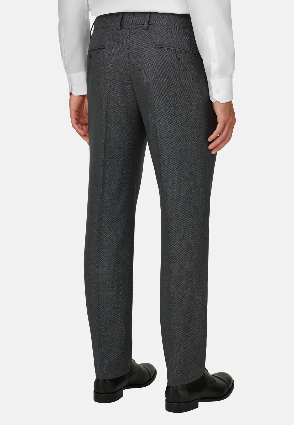 Boggi, Pantaloni Occhio Di Pernice In Pura Lana, Uomo, Grigio medio, Taglia: 44 - immagine 5