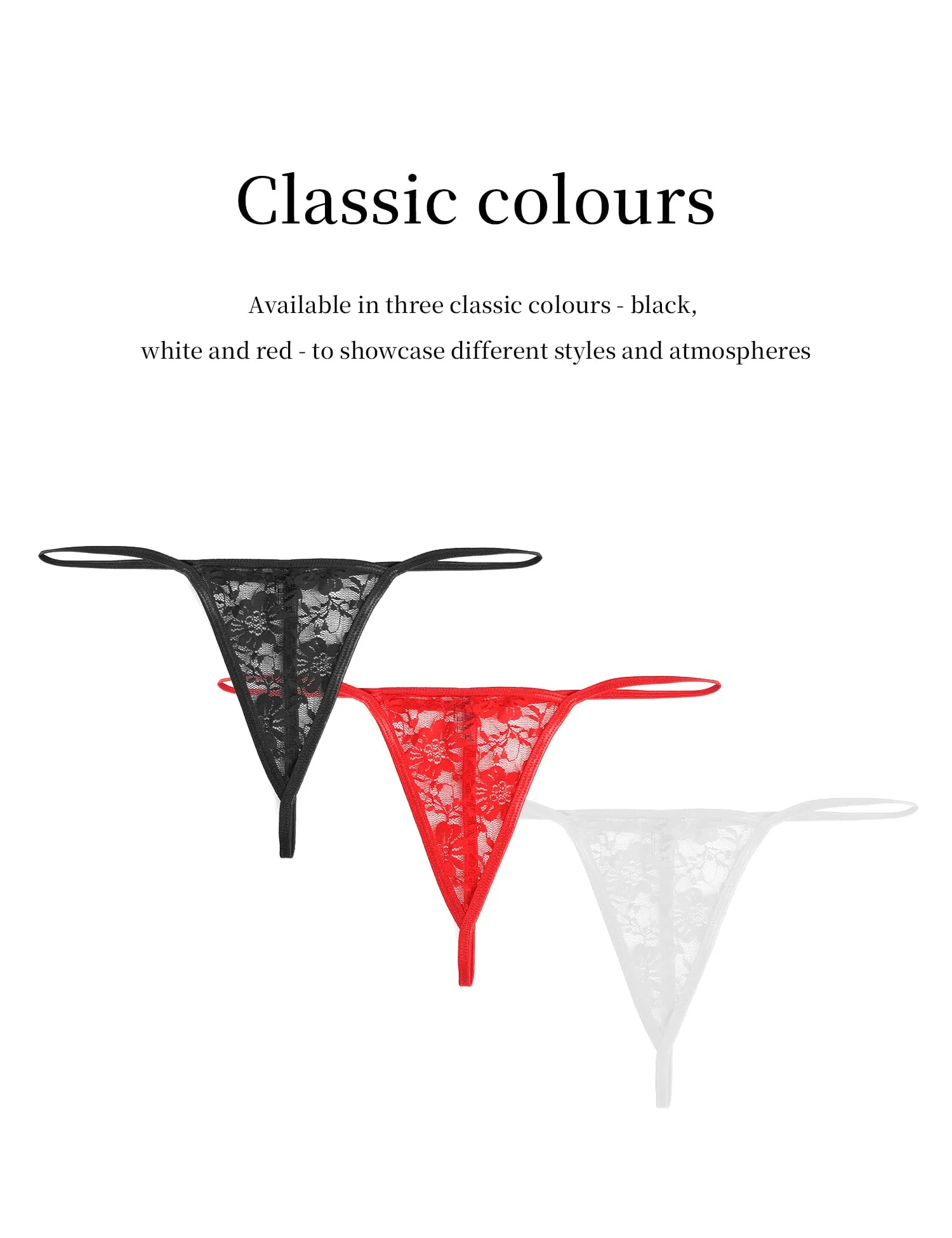 ohmydear Perizoma da donna Tanga Sexy Chic Pizzo, bianco, XL - immagine 4