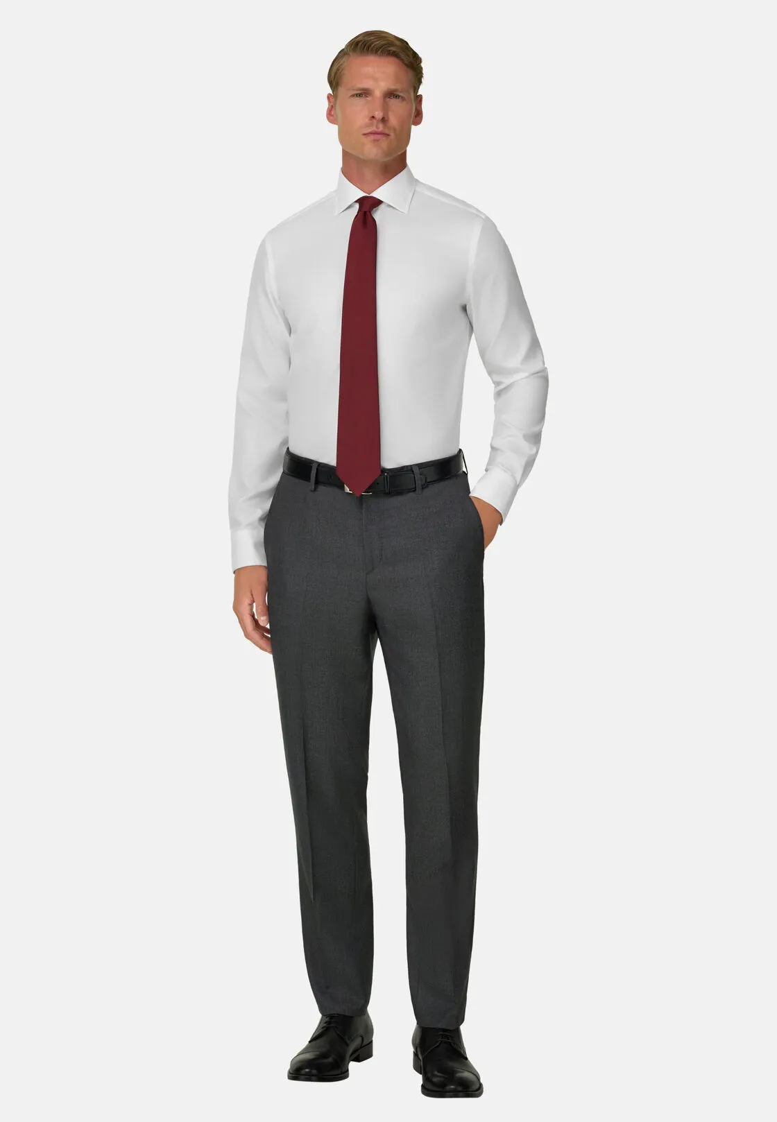 Boggi, Pantaloni Occhio Di Pernice In Pura Lana, Uomo, Grigio medio, Taglia: 56 - immagine 2