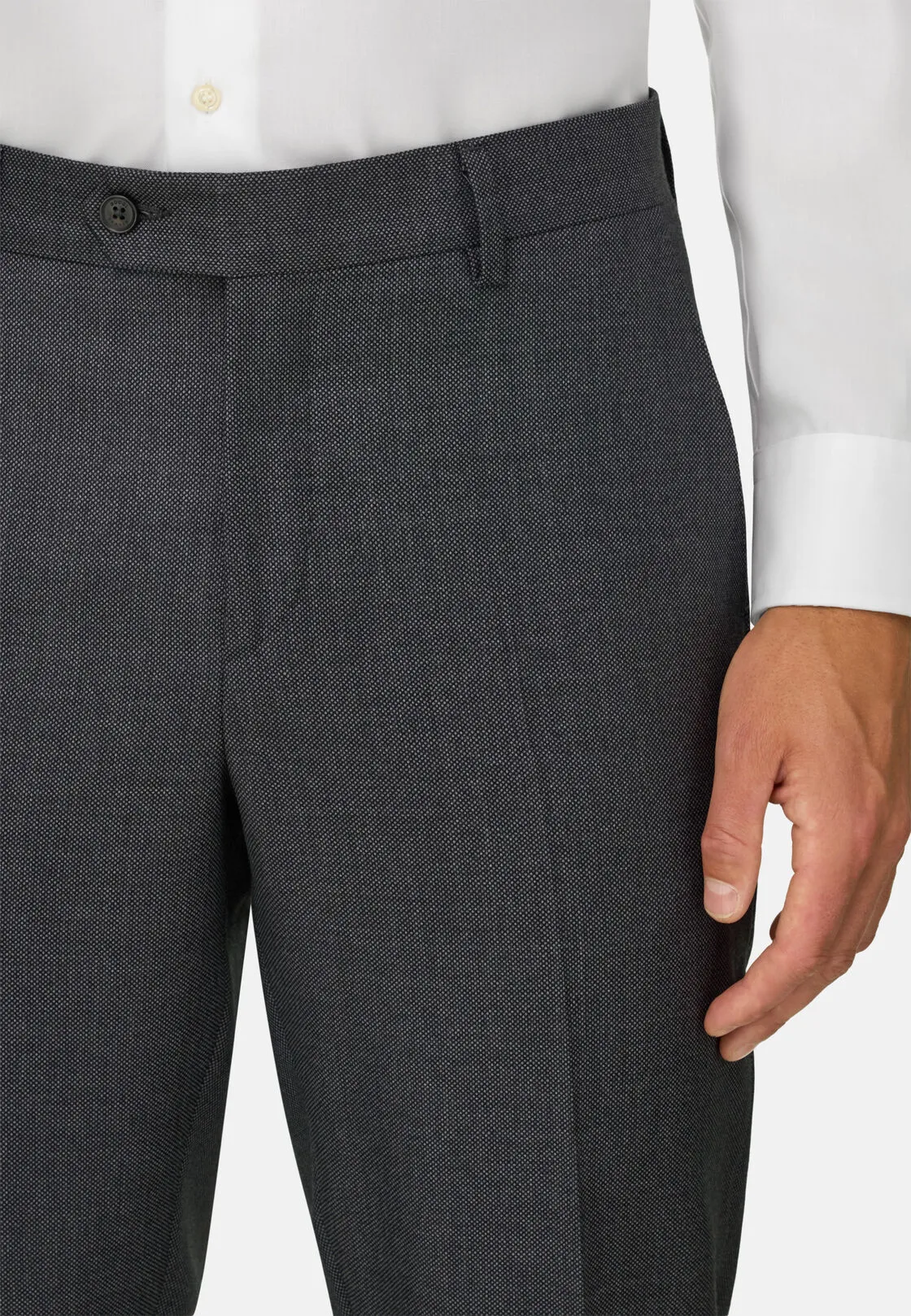 Boggi, Pantaloni Occhio Di Pernice In Pura Lana, Uomo, Grigio medio, Taglia: 58 - immagine 3
