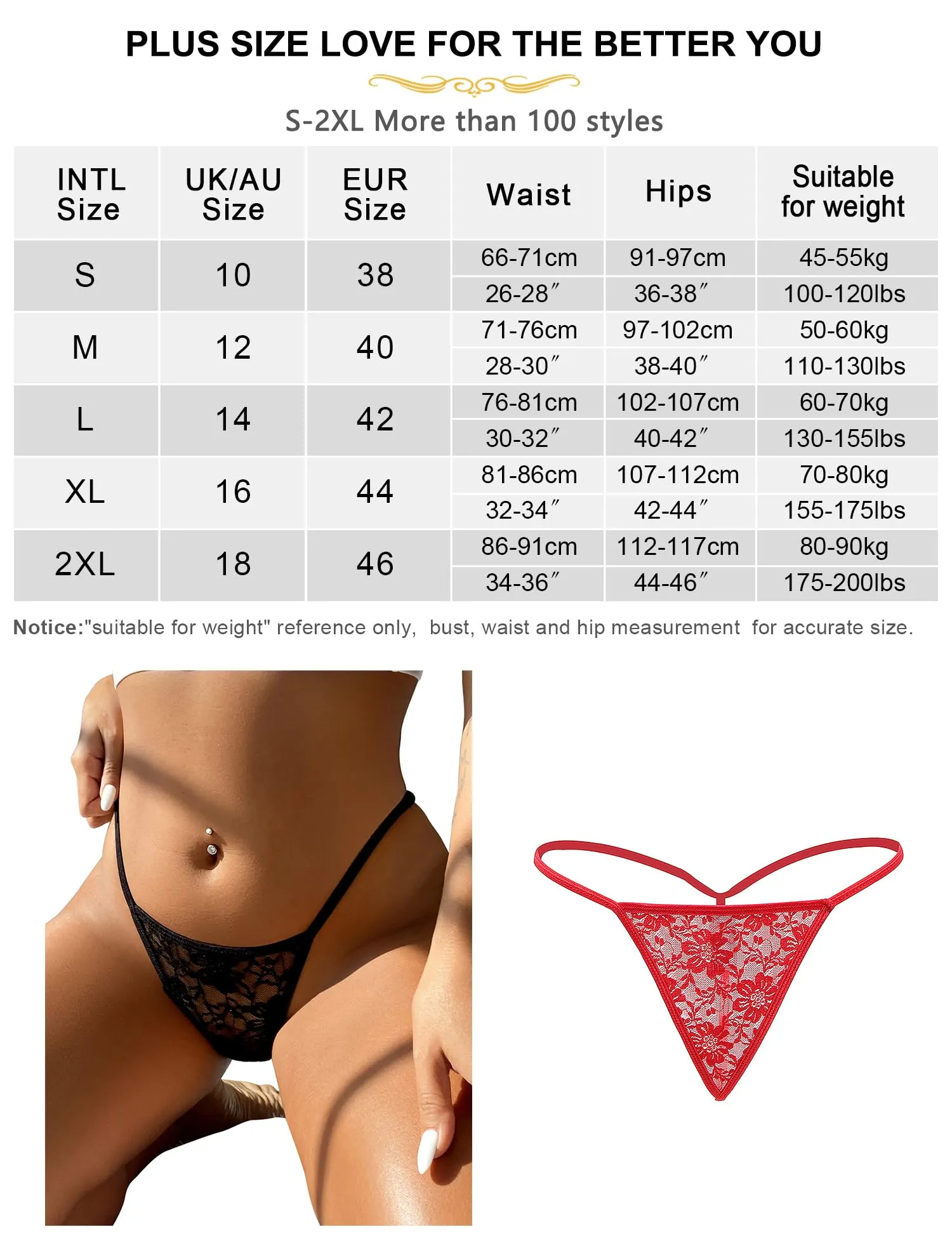 ohmydear Perizoma da donna Tanga Sexy Chic Pizzo, rosso, XXL - immagine 6