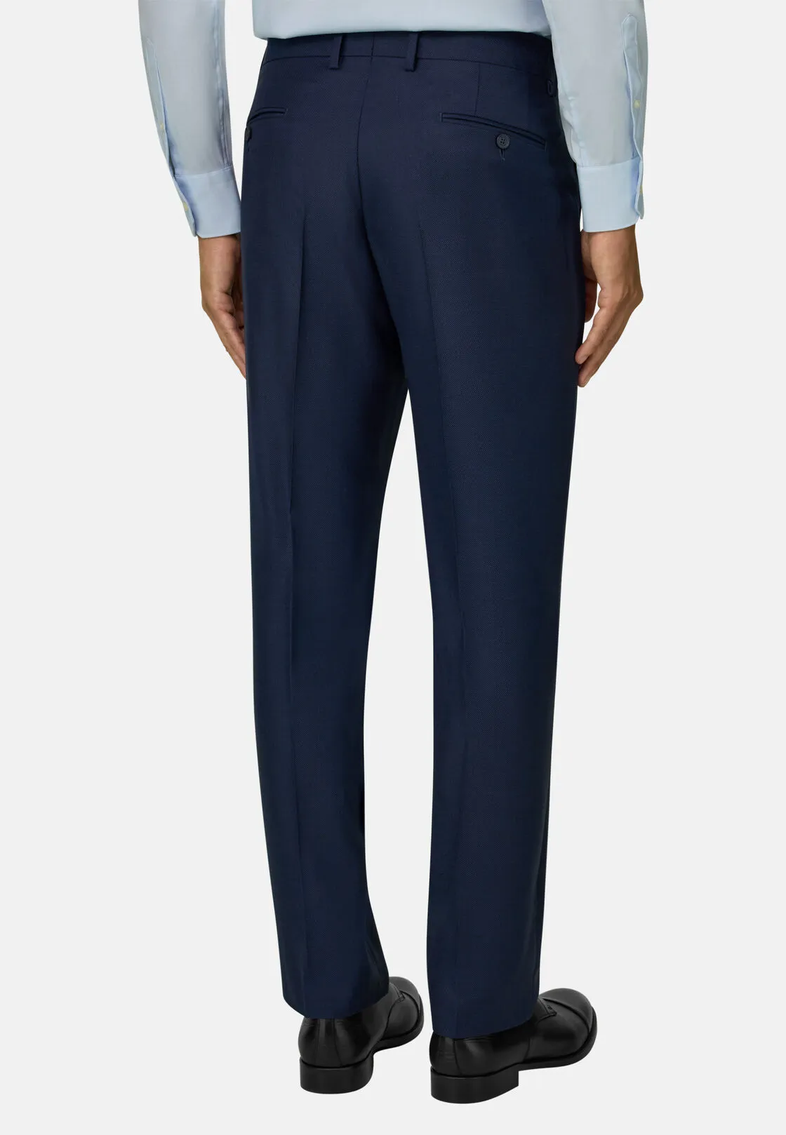 Boggi, Pantaloni Occhio Di Pernice In Pura Lana, Uomo, Bluette, Taglia: 54 - immagine 5