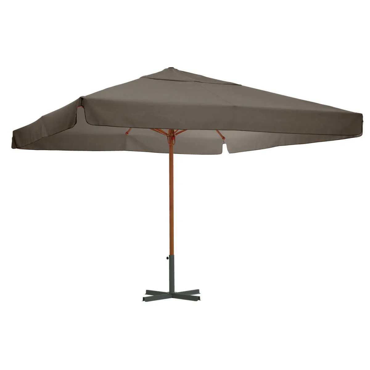 VEGA Ombrellone professionale Esparto Struttura effetto legno; 350x350x370 cm (LxLxH); grigio; quadrata - immagine 1