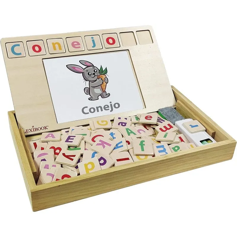 Lexibook Bio Toys Gioco bilingue in legno per la scuola di parole inglese/spagnolo - immagine 1