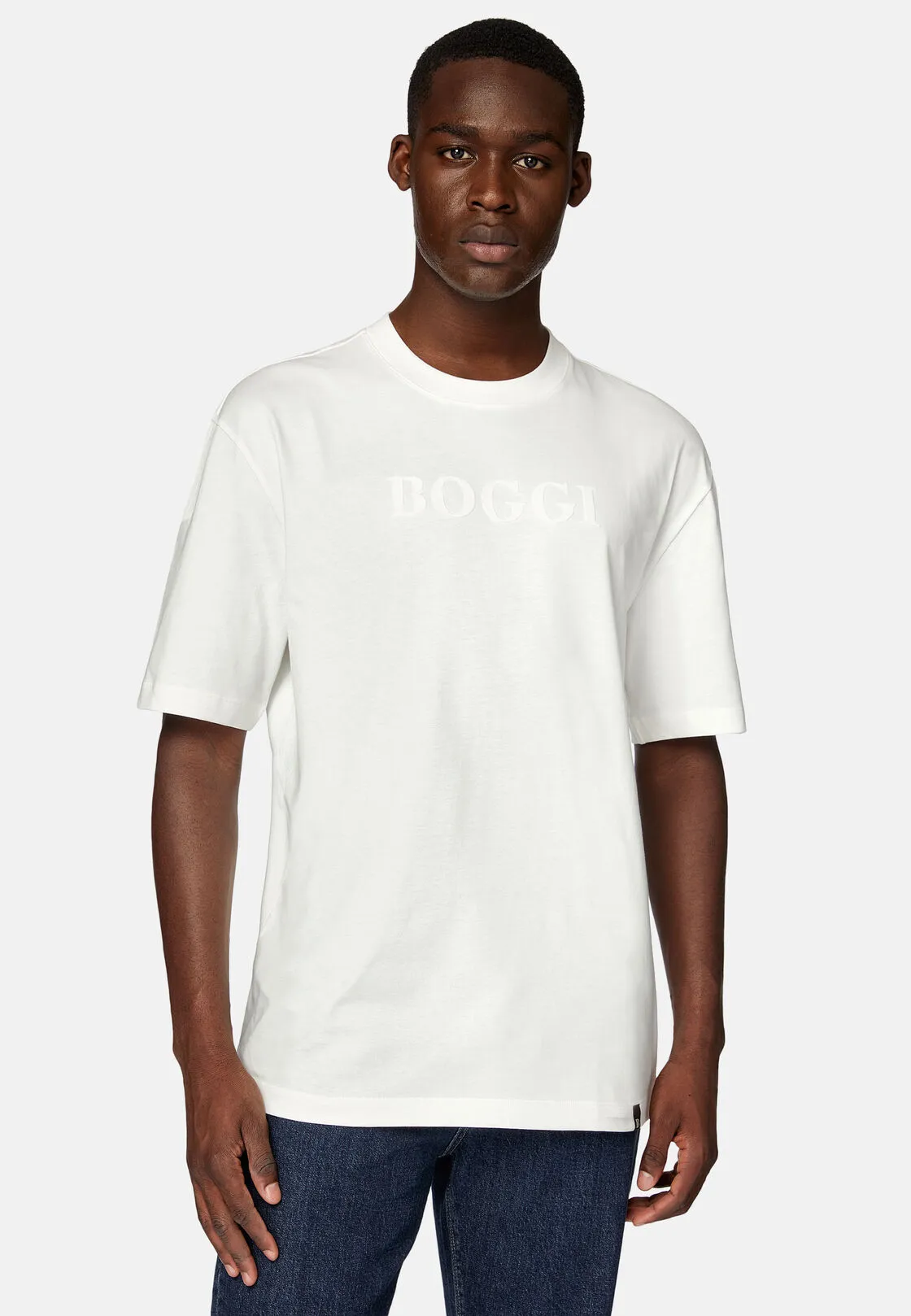 Boggi, T-shirt In Jersey Di Cotone, Uomo, Bianco, Taglia: M - immagine 1
