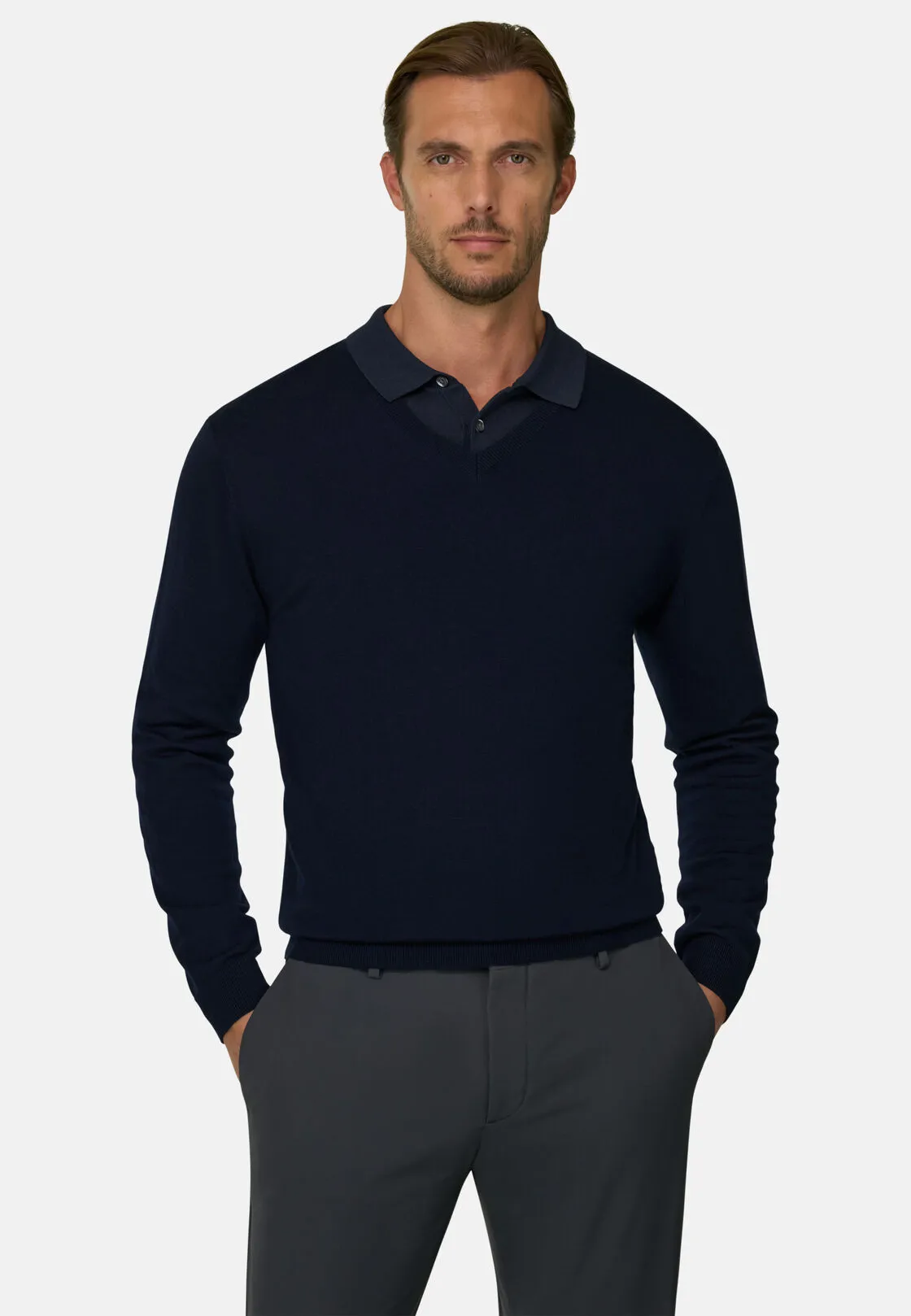 Boggi, Maglia Scollo V In Lana Merino Superfine, Uomo, Navy, Taglia: XXXL - immagine 1