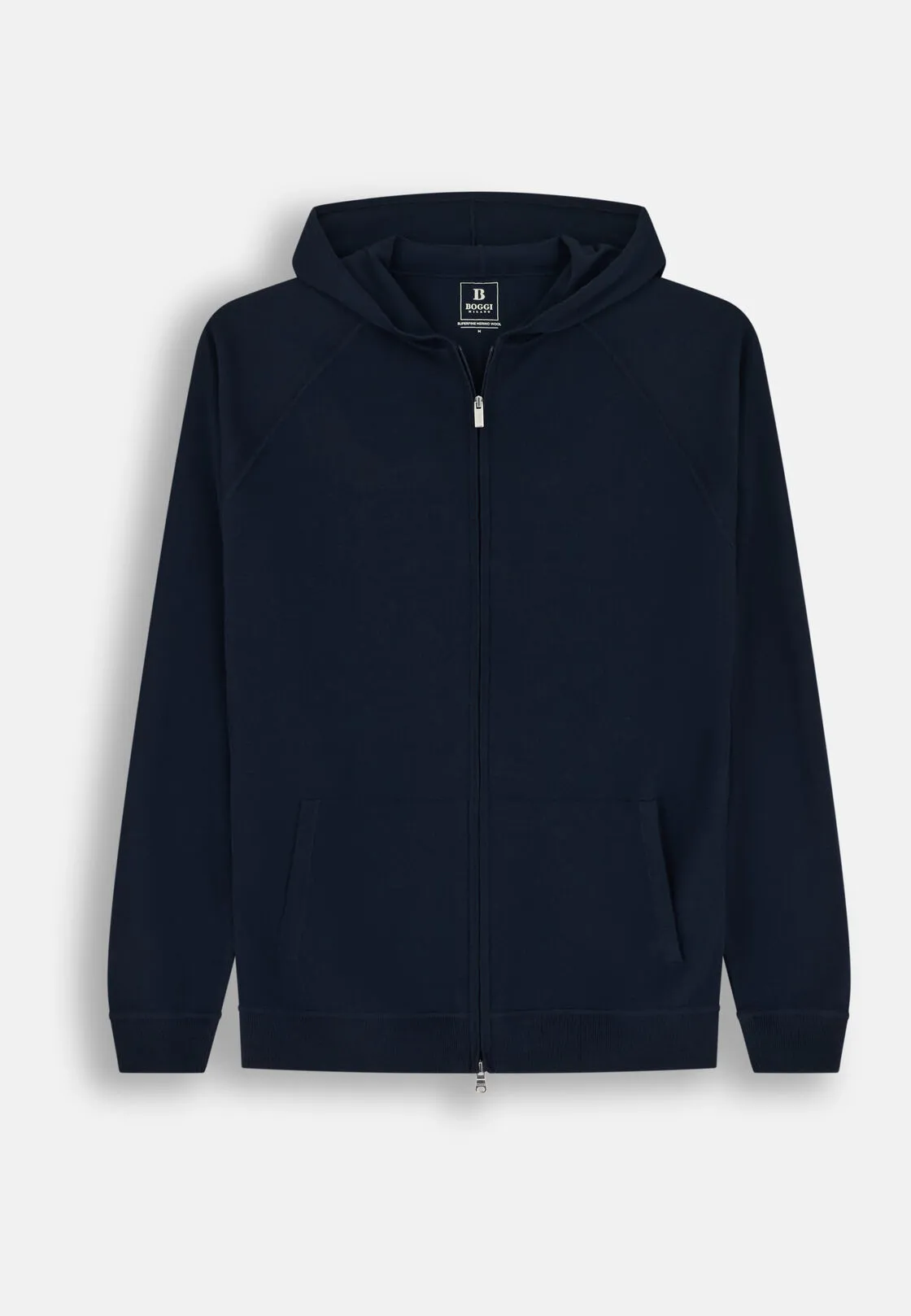 Boggi, Maglia Full Zip Con Cappuccio In Lana Merino, Uomo, Navy, Taglia: XS - immagine 5