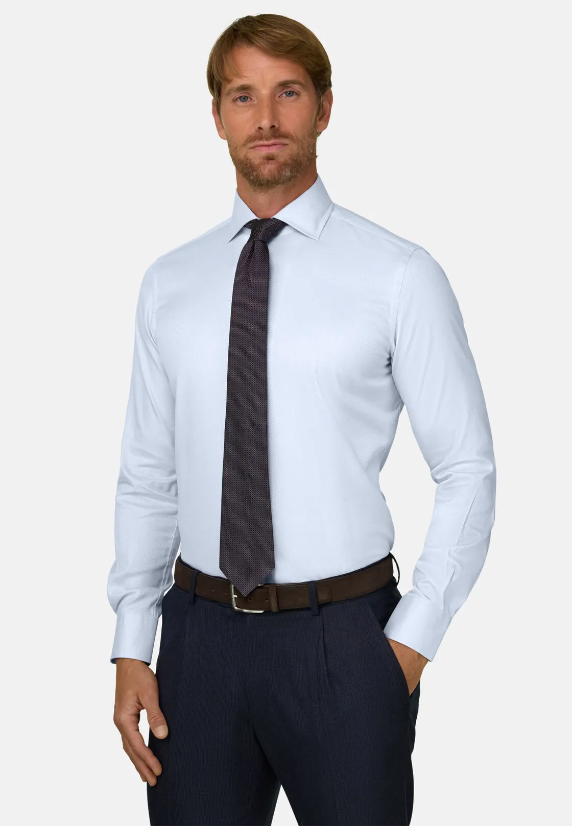 Boggi, Camicia Strutturata In Cotone Regular Fit, Uomo, Azzurro, Taglia: 43 - immagine 1
